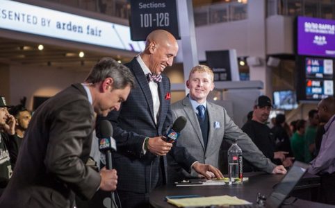 How to Become a Journalist: James Ham on set with Doug Christie and Jim Kozimor at Golden 1 Center for Kings Pregame (Photo: Kings.com)